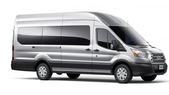 Silver Ford Transit executive van from the Avi Limo fleet